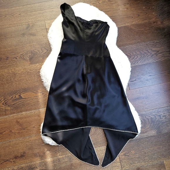 Nana Jacqueline x Revolve Satin Pearl Crystal Satin Asymmetrical Midi Dr… - Picture 10 of 12